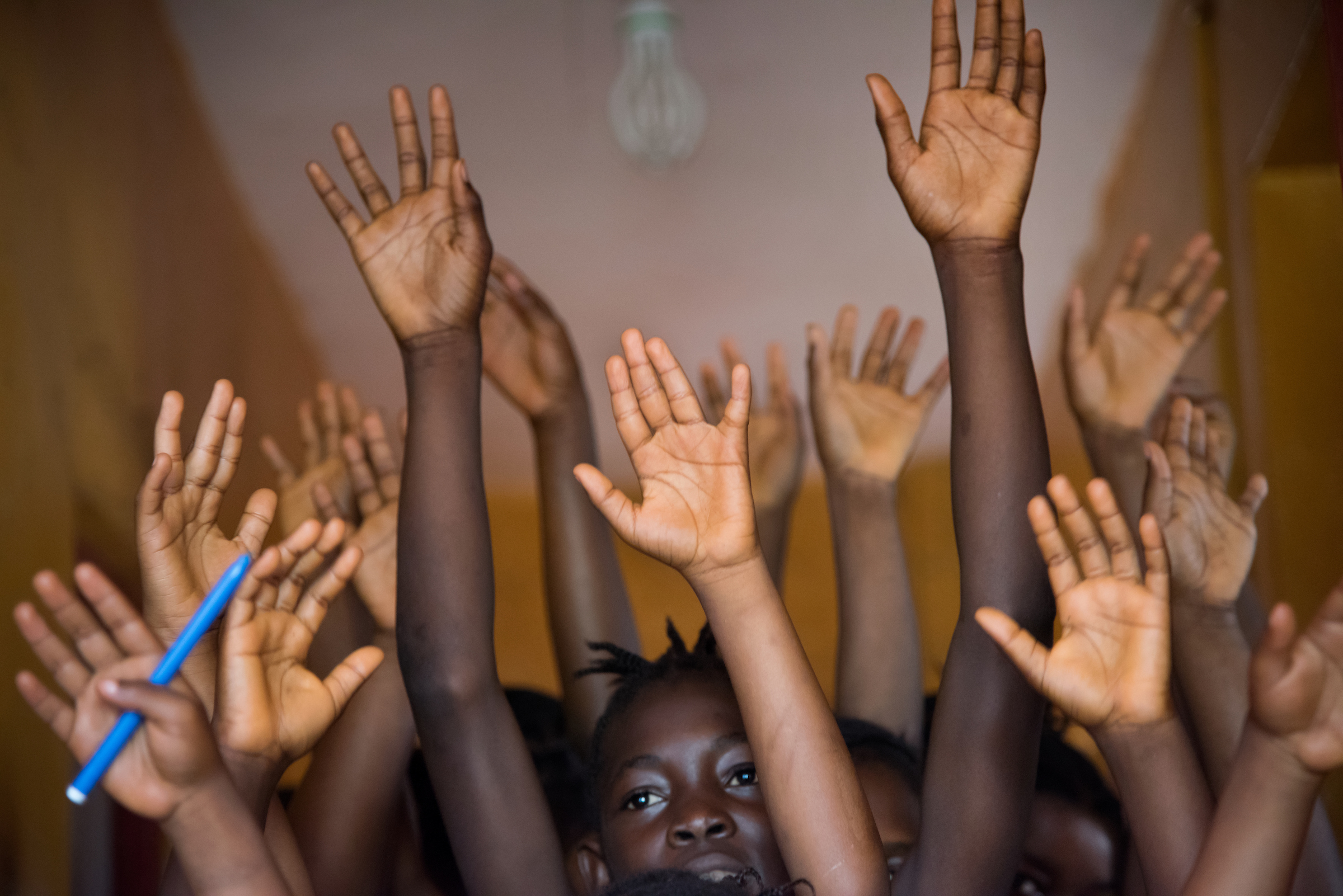 Girls under the guardianship of Don Bosco Fambul participate in classes in Freetown, Sierra Leone.